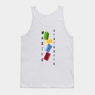 Master Destroyer Lego Brick White Vertical Text Tank Top